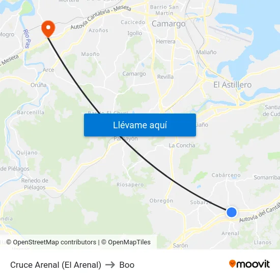Cruce Arenal (El Arenal) to Boo map