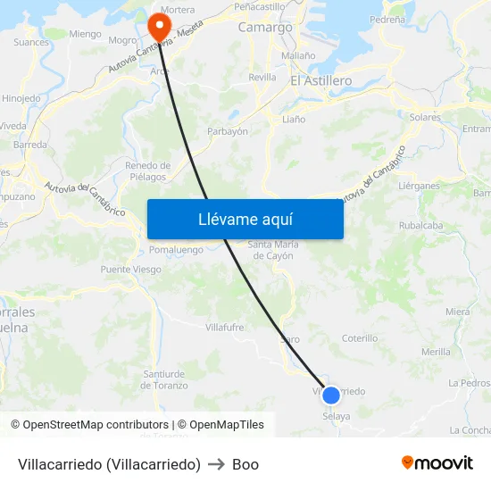 Villacarriedo (Villacarriedo) to Boo map