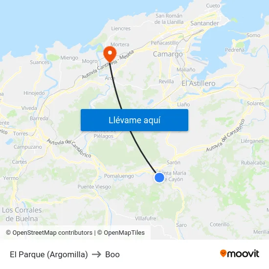 El Parque (Argomilla) to Boo map