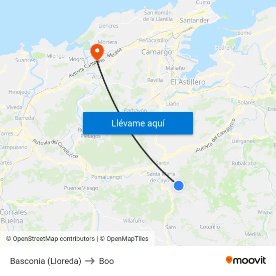 Basconia (Lloreda) to Boo map