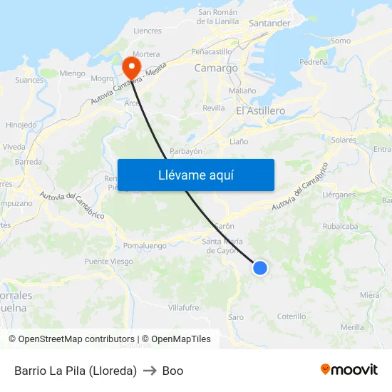 Barrio La Pila (Lloreda) to Boo map