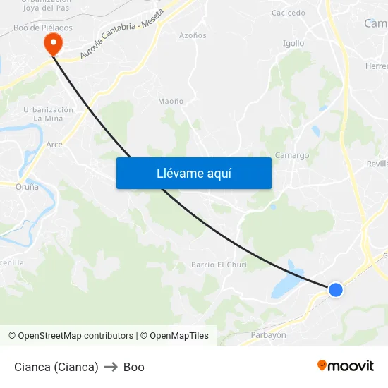 Cianca (Cianca) to Boo map