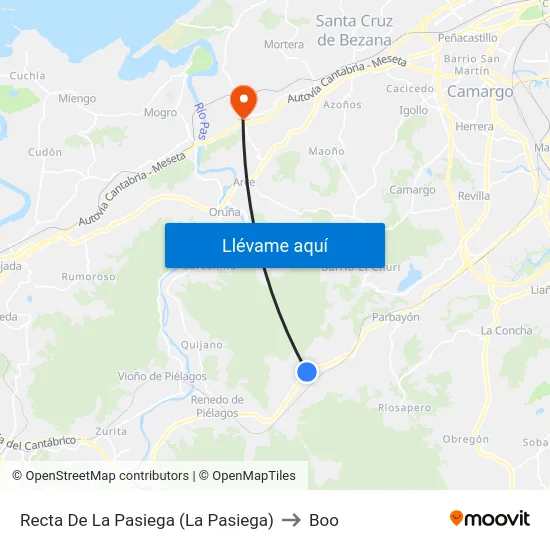 Recta De La Pasiega (La Pasiega) to Boo map