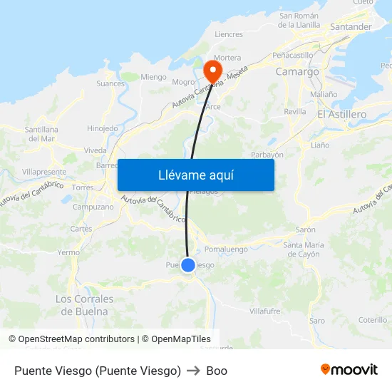 Puente Viesgo (Puente Viesgo) to Boo map