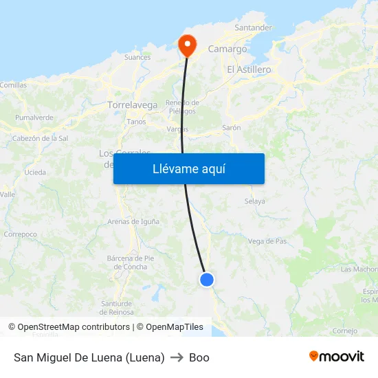 San Miguel De Luena (Luena) to Boo map
