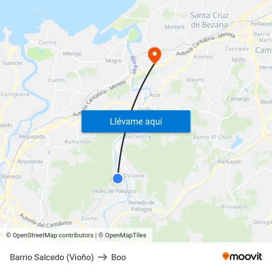 Barrio Salcedo (Vioño) to Boo map