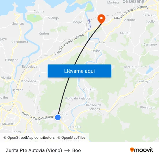 Zurita Pte Autovia (Vioño) to Boo map