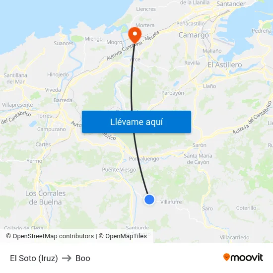 El Soto (Iruz) to Boo map