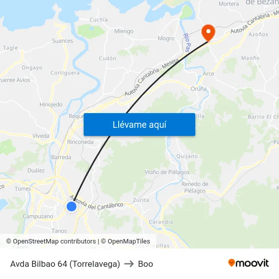 Avda Bilbao 64 (Torrelavega) to Boo map