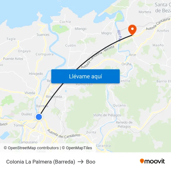 Colonia La Palmera (Barreda) to Boo map