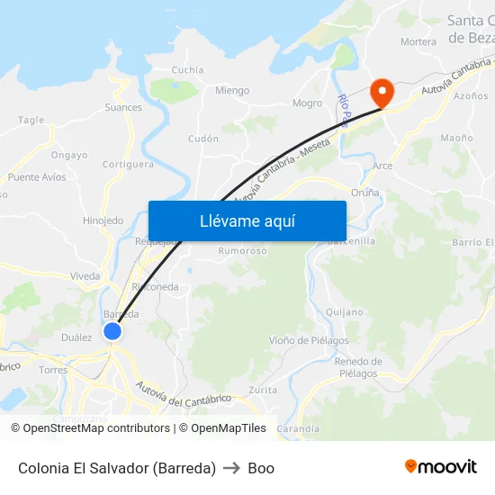 Colonia El Salvador (Barreda) to Boo map