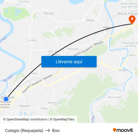 Colegio (Requejada) to Boo map