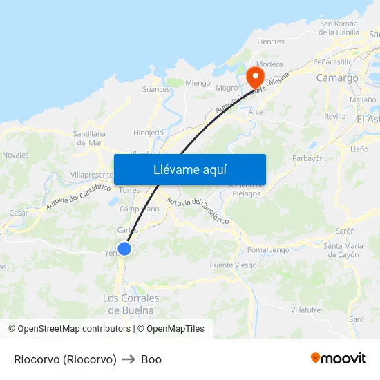 Riocorvo (Riocorvo) to Boo map
