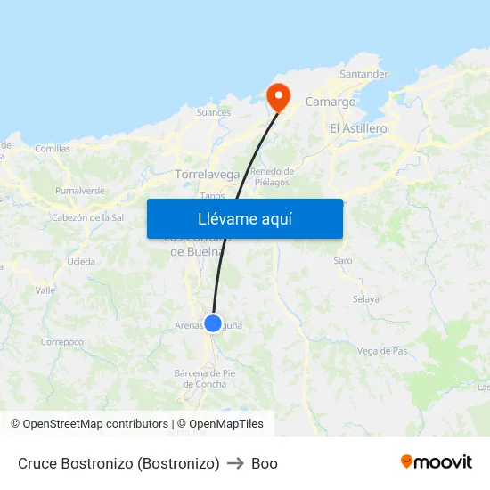 Cruce Bostronizo (Bostronizo) to Boo map