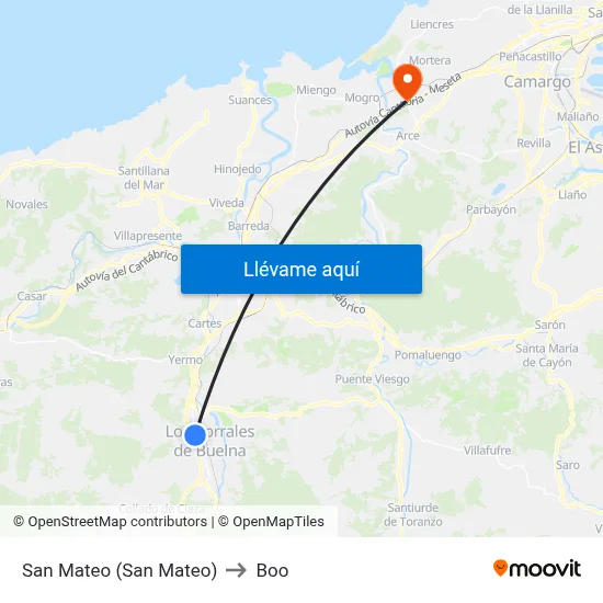 San Mateo (San Mateo) to Boo map