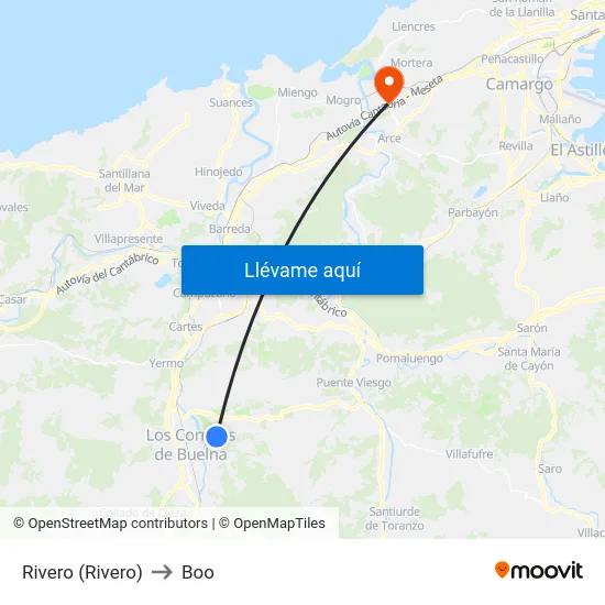 Rivero (Rivero) to Boo map