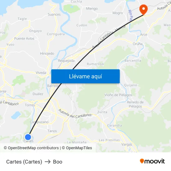 Cartes (Cartes) to Boo map