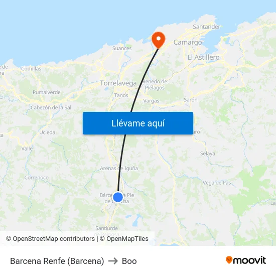 Barcena Renfe (Barcena) to Boo map