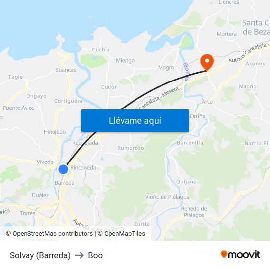 Solvay (Barreda) to Boo map