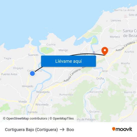 Cortiguera Bajo (Cortiguera) to Boo map
