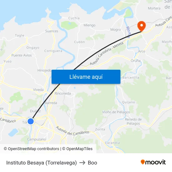 Instituto Besaya (Torrelavega) to Boo map