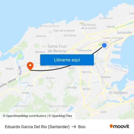 Eduardo Garcia Del Rio (Santander) to Boo map