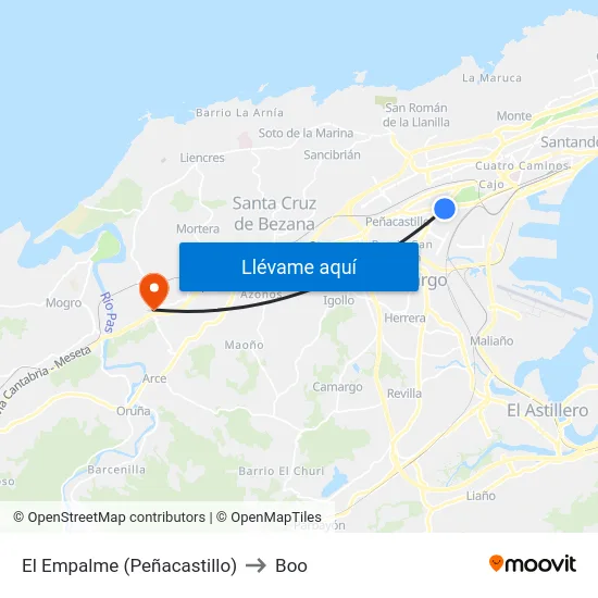 El Empalme (Peñacastillo) to Boo map