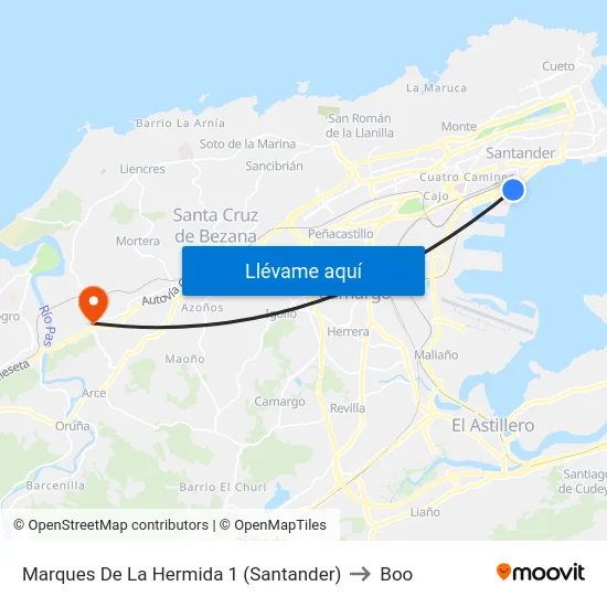 Marques De La Hermida 1 (Santander) to Boo map