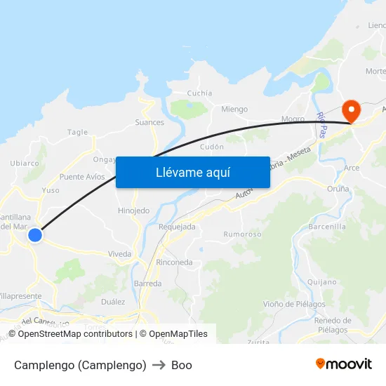 Camplengo (Camplengo) to Boo map