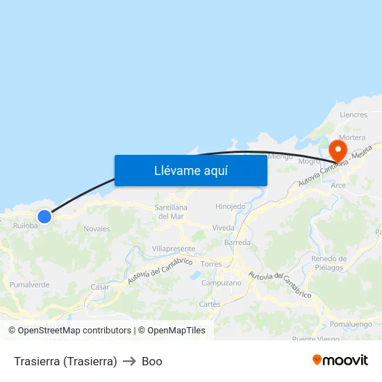 Trasierra (Trasierra) to Boo map