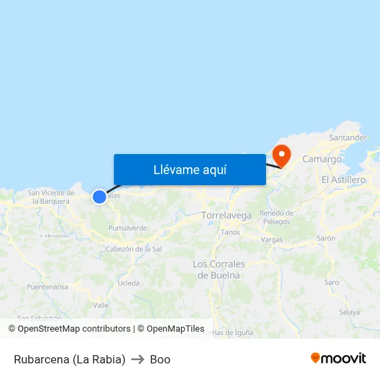 Rubarcena (La Rabia) to Boo map