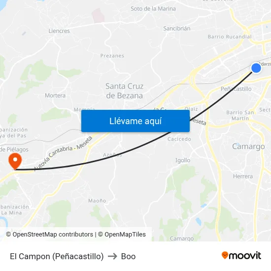 El Campon (Peñacastillo) to Boo map
