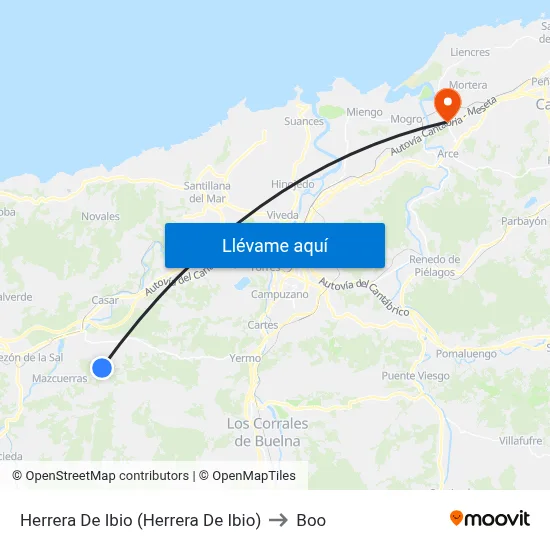 Herrera De Ibio (Herrera De Ibio) to Boo map