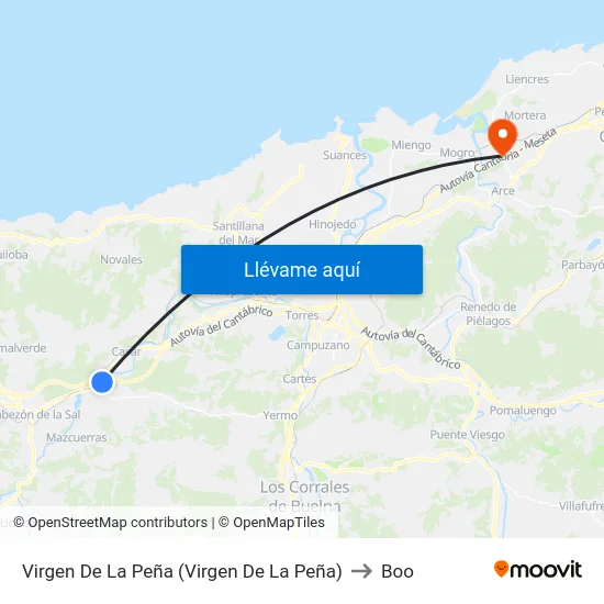 Virgen De La Peña (Virgen De  La Peña) to Boo map