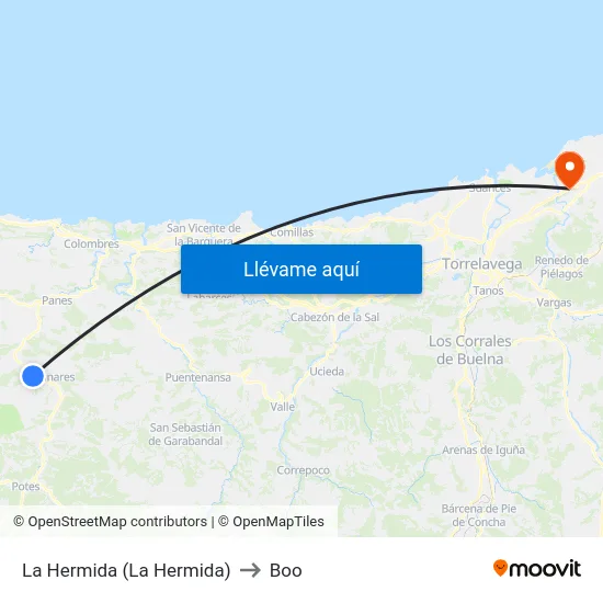 La Hermida (La Hermida) to Boo map