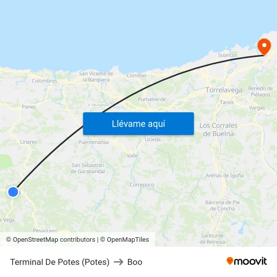 Terminal De Potes (Potes) to Boo map