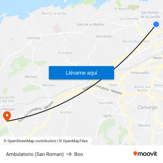 Ambulatorio (San Roman) to Boo map