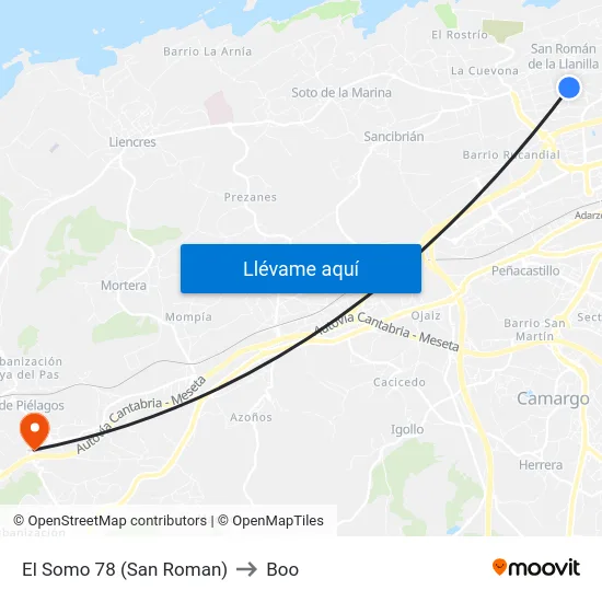 El Somo 78 (San Roman) to Boo map