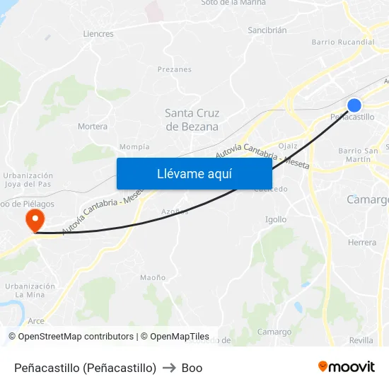 Peñacastillo (Peñacastillo) to Boo map