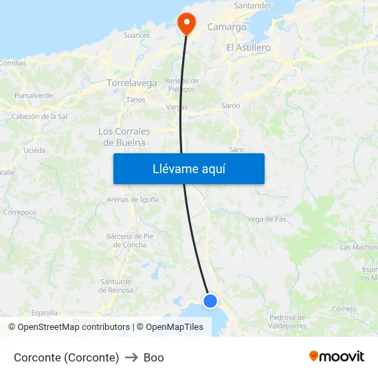 Corconte (Corconte) to Boo map