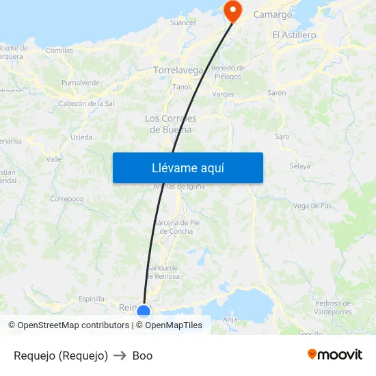 Requejo (Requejo) to Boo map