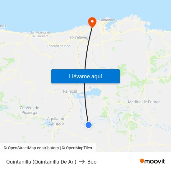 Quintanilla (Quintanilla De An) to Boo map