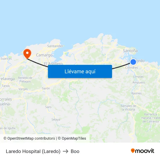 Laredo Hospital (Laredo) to Boo map