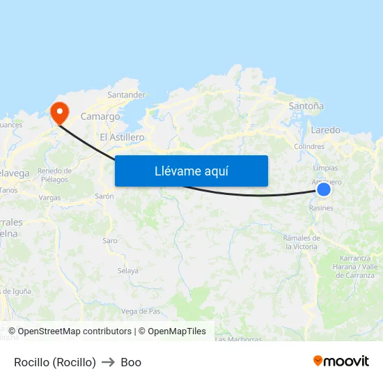 Rocillo (Rocillo) to Boo map