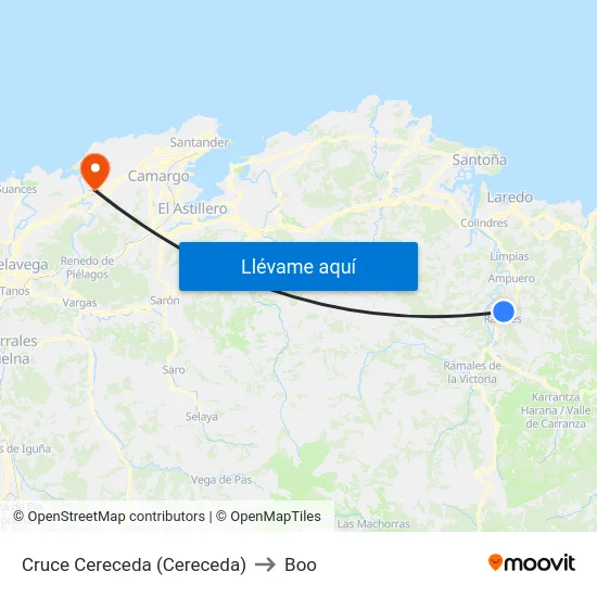 Cruce Cereceda (Cereceda) to Boo map