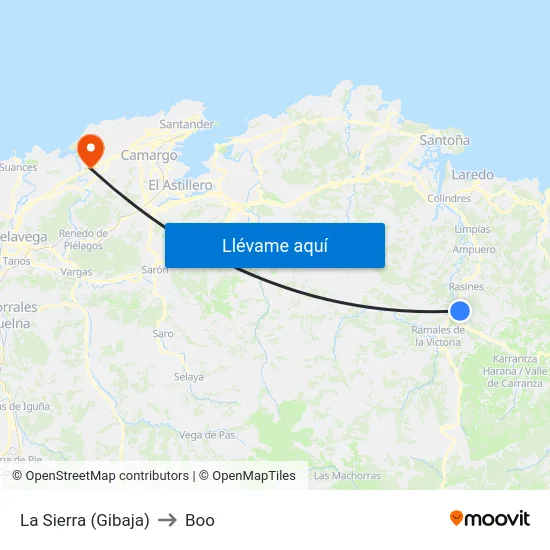 La Sierra (Gibaja) to Boo map
