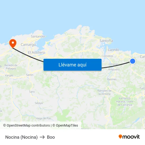 Nocina (Nocina) to Boo map