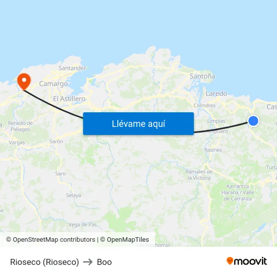 Rioseco (Rioseco) to Boo map