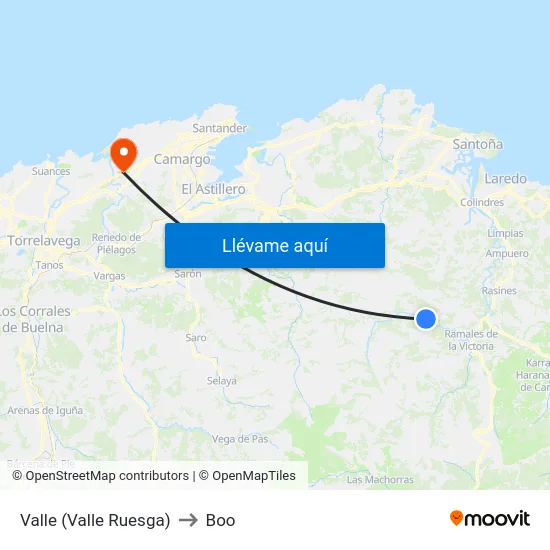 Valle (Valle Ruesga) to Boo map
