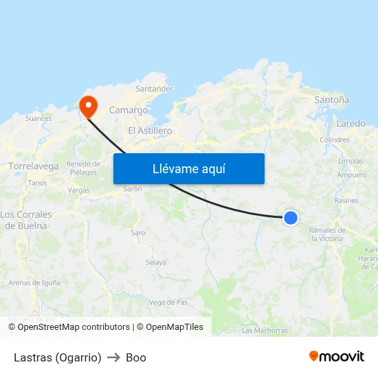 Lastras (Ogarrio) to Boo map